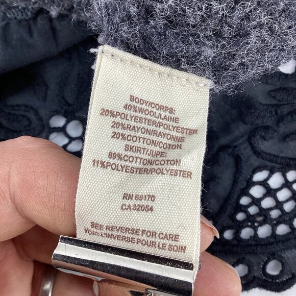 Free People Women's Gray Pointelle Eyelet Trim Knit Cardigan Dark Academia Sz M - Picture 8 of 10